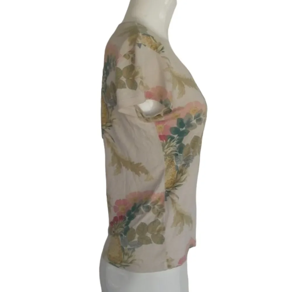 TOMMY BAHAMA Silk Tee, S, Pineapple Floral, Scoop neck - Picture 5 of 9